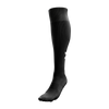 black football playing sock with white logo